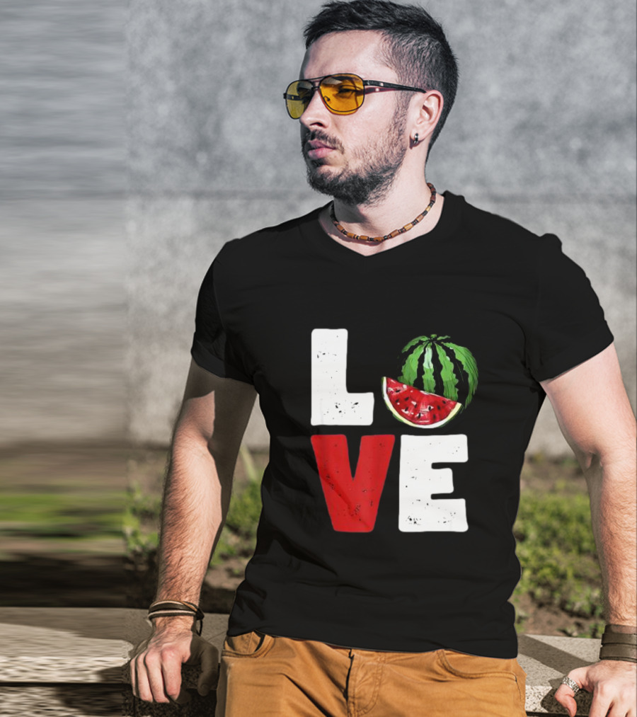 LOVE Watermelon Slice Typography T-Shirt