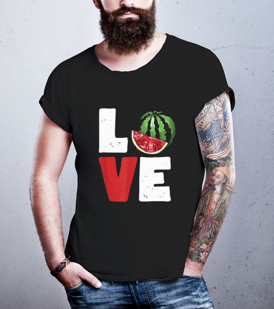 LOVE Watermelon Slice Typography T-Shirt