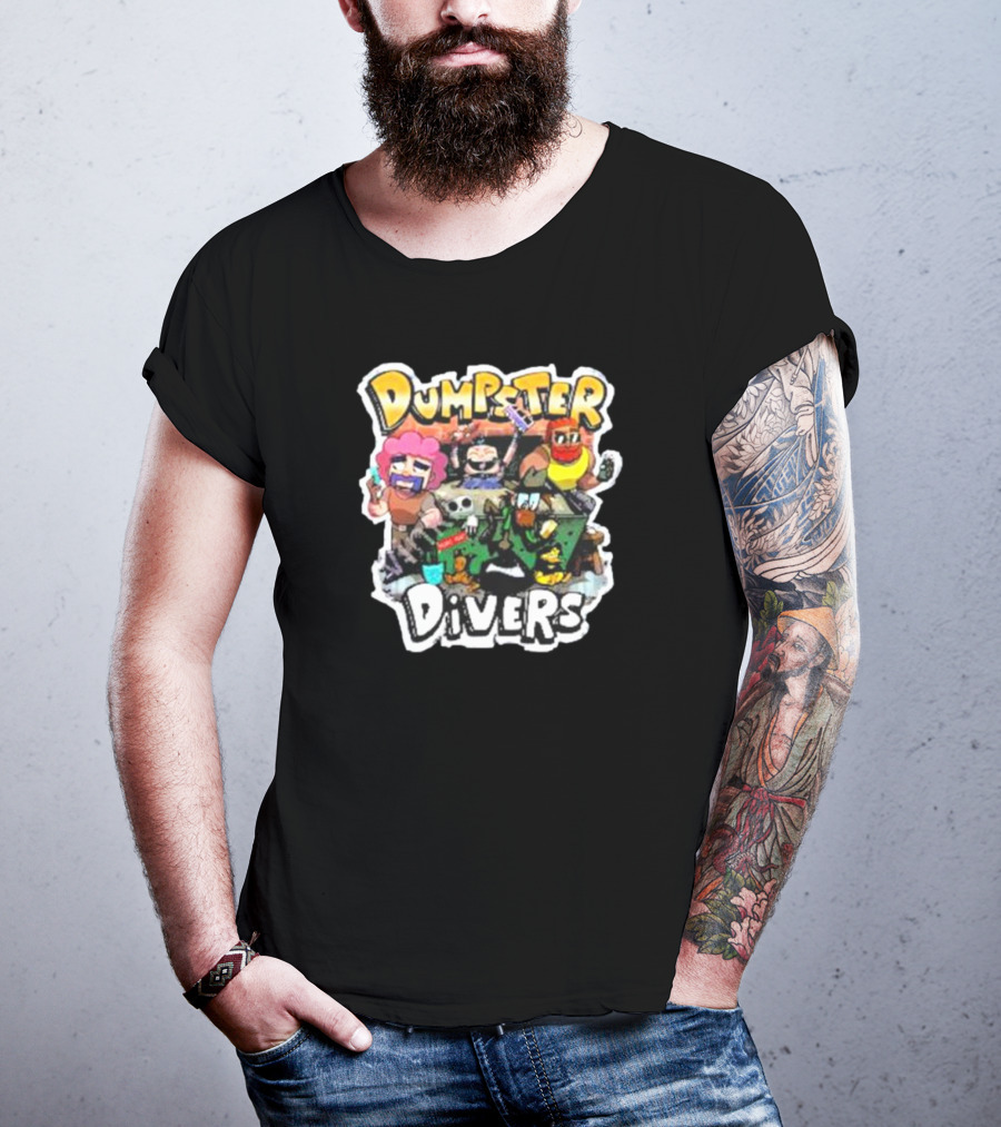 Neebs Gaming Merch Dumpster Divers Animated Character Adventure T-Shirt