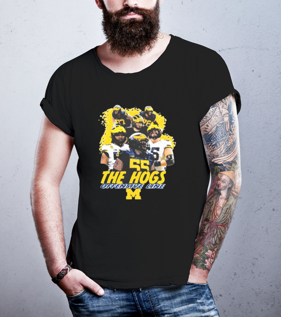 Valiant University Of Michigan Football The Hogs Offensive Line Team Spirit T-Shirt