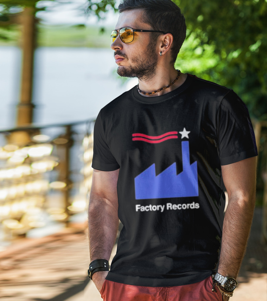 Factory Records Iconic Logo With Star And Stripes Factory T-Shirt