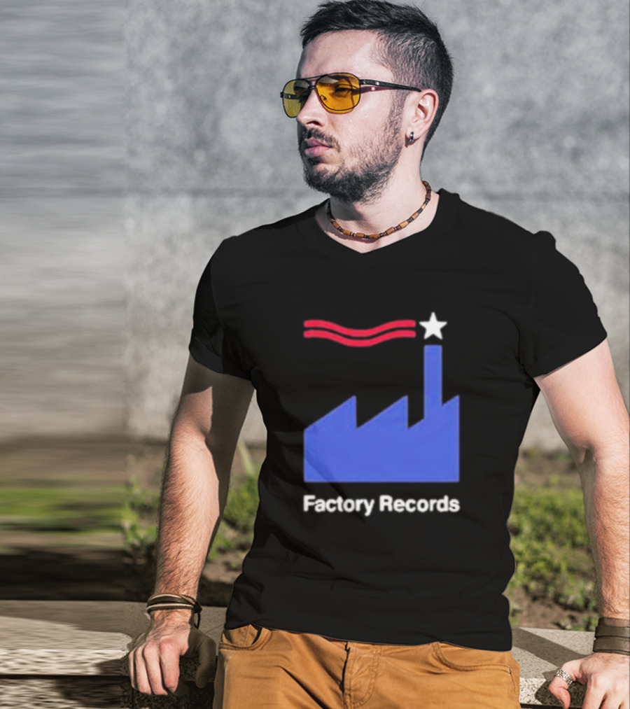 Factory Records Iconic Logo With Star And Stripes Factory T-Shirt