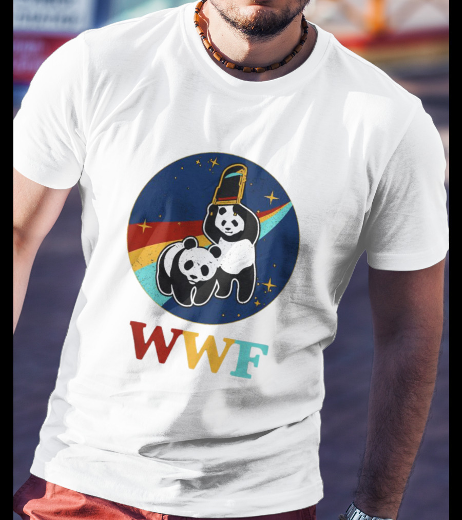 WWF Panda Bear Wrestling NASA Space T-Shirt