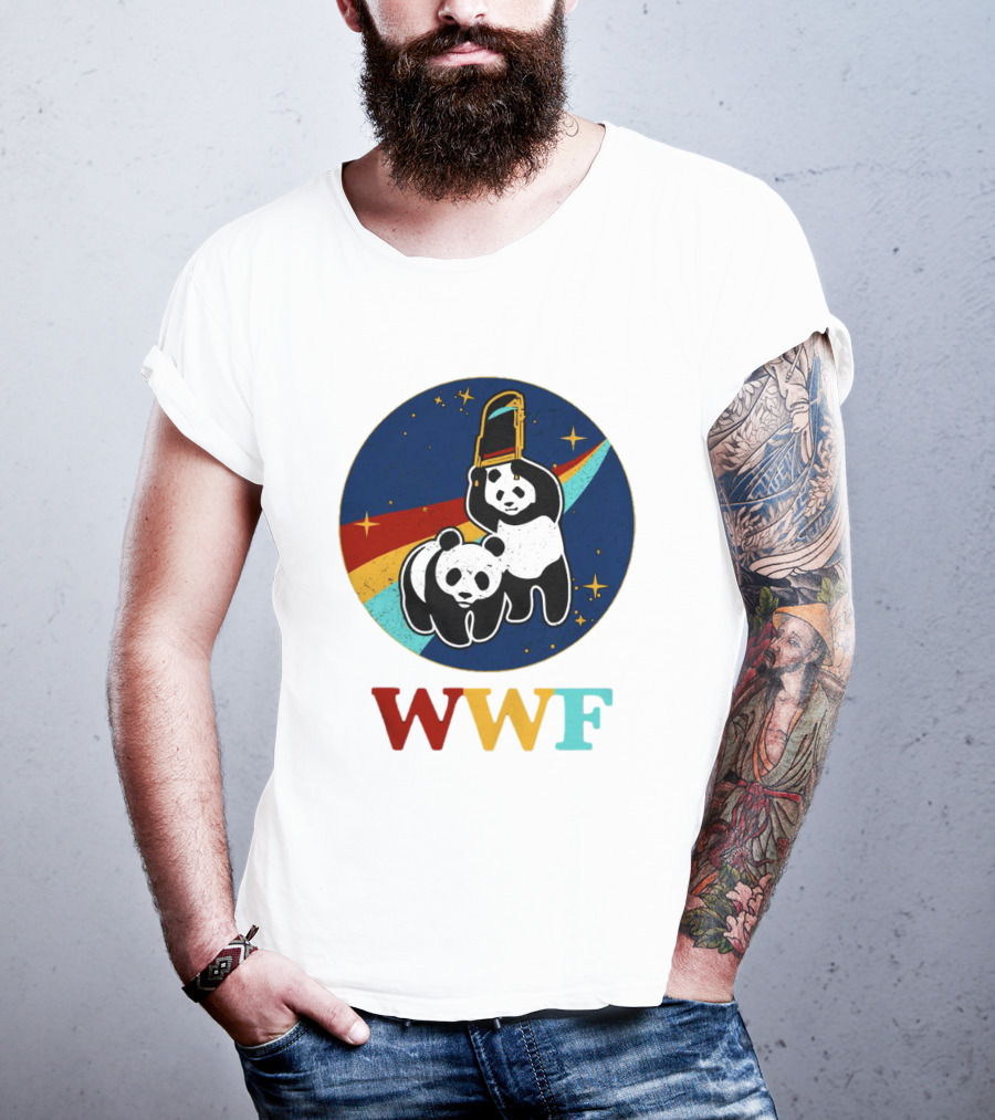 WWF Panda Bear Wrestling NASA Space T-Shirt