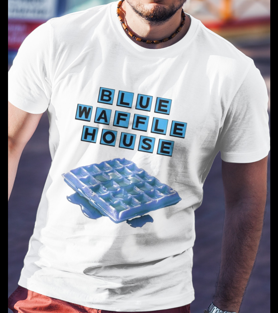 Blue Waffle House Melted Breakfast Food Novelty T-Shirt