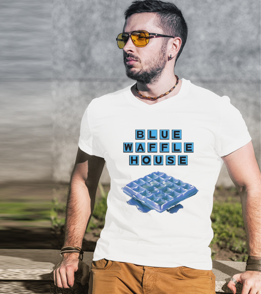 Blue Waffle House Melted Breakfast Food Novelty T-Shirt