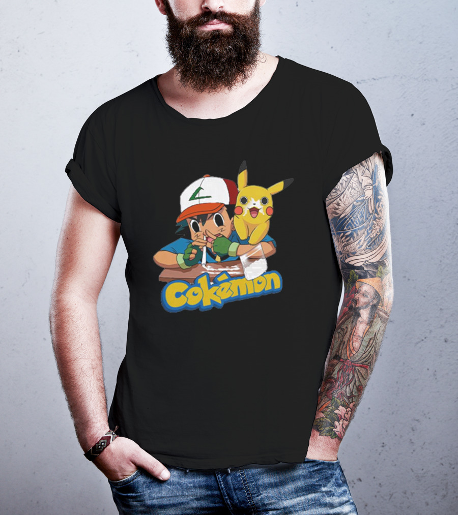 Cokemon Parody Pikachu Ash Ketchum Anime Humor T-Shirt