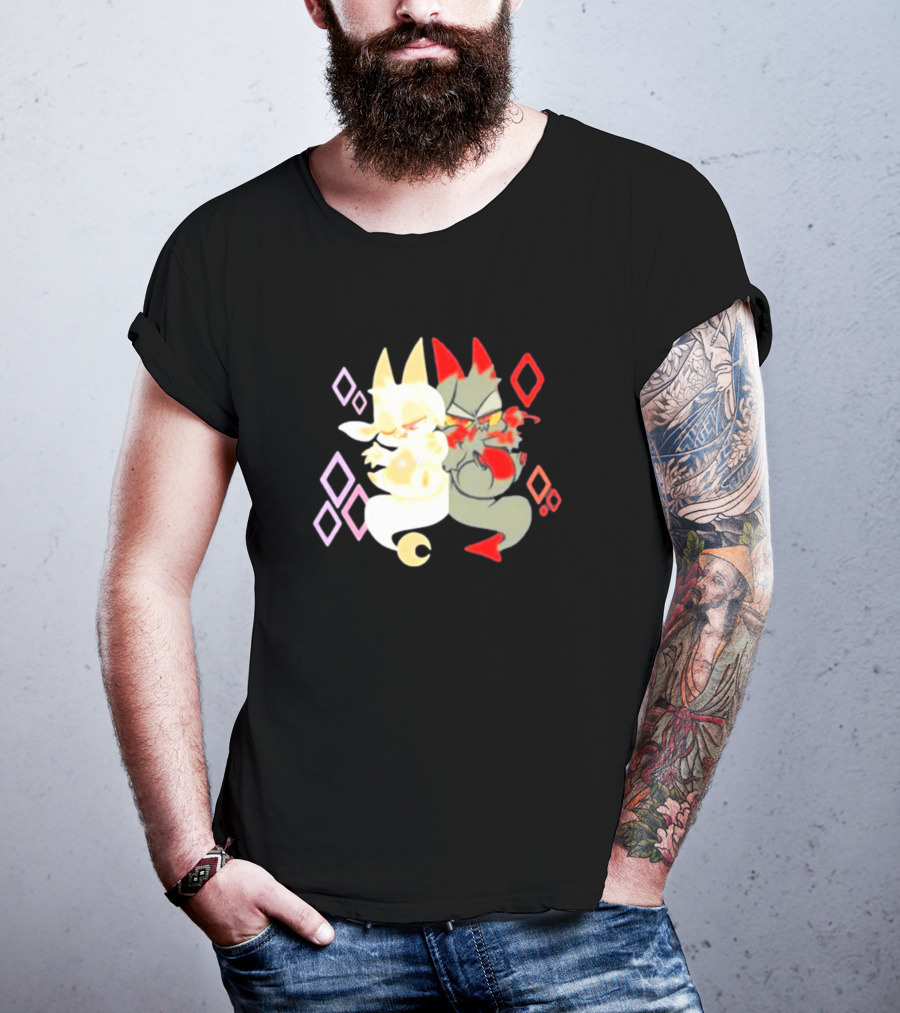 Buzzfeed Chikn Nuggit Devil And Angel Characters With Colorful Diamond T-Shirt