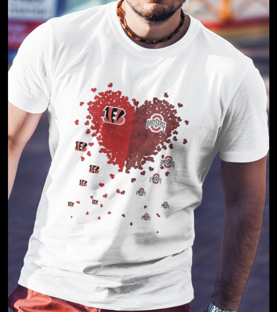 Cincinnati Bengals Ohio State Buckeye Heart Shape T-Shirt