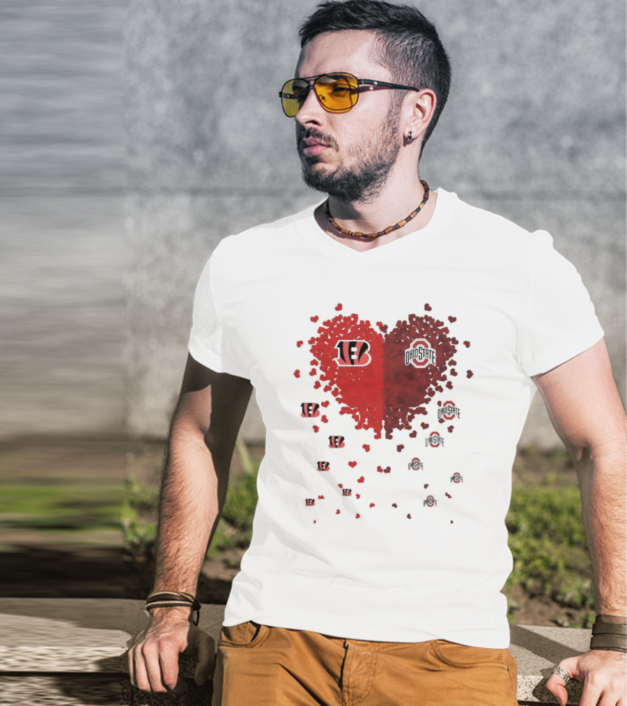 Cincinnati Bengals Ohio State Buckeye Heart Shape T-Shirt