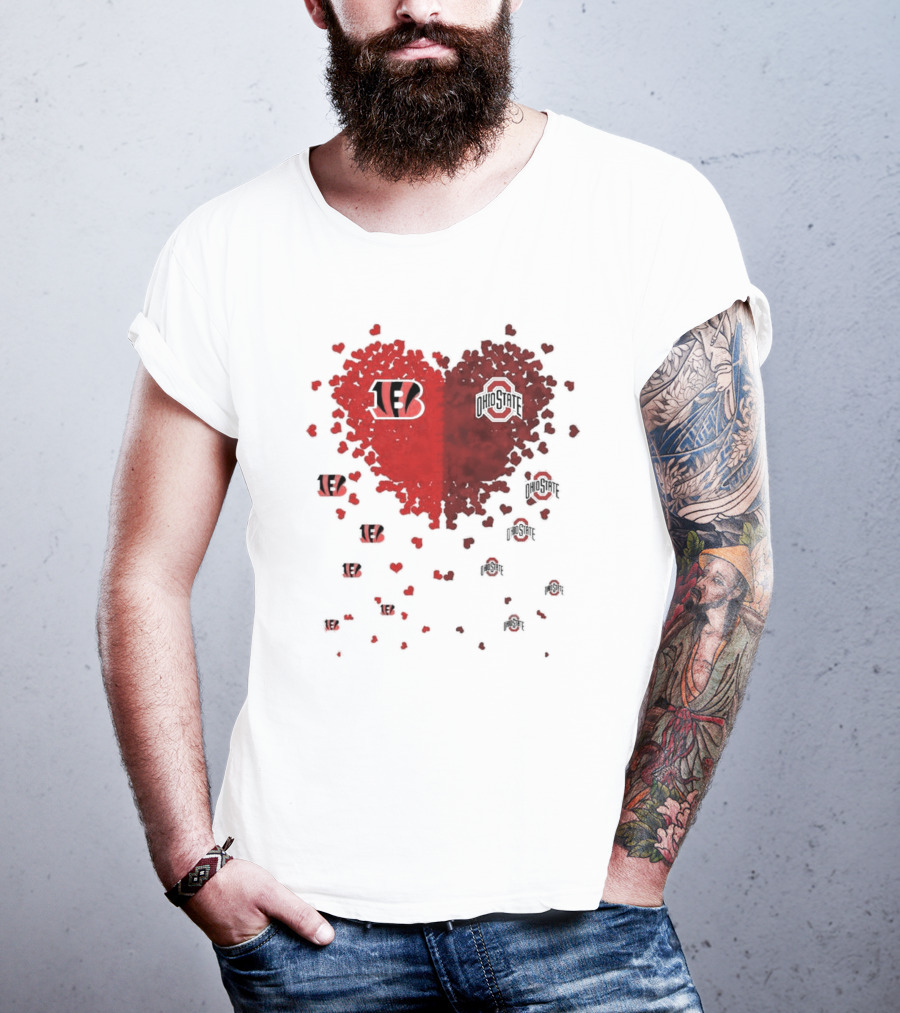 Cincinnati Bengals Ohio State Buckeye Heart Shape T-Shirt
