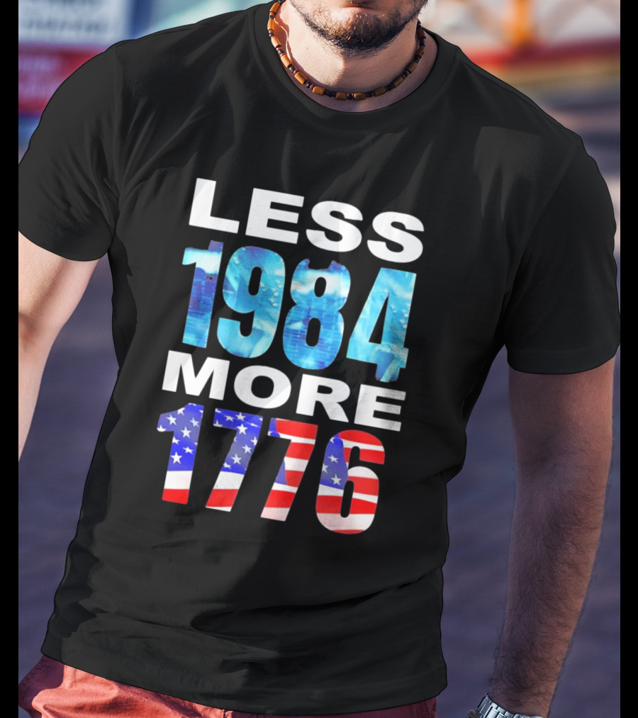 Hi-Rez The Rapper Less 1984 More 1776 American Flag Text T-Shirt