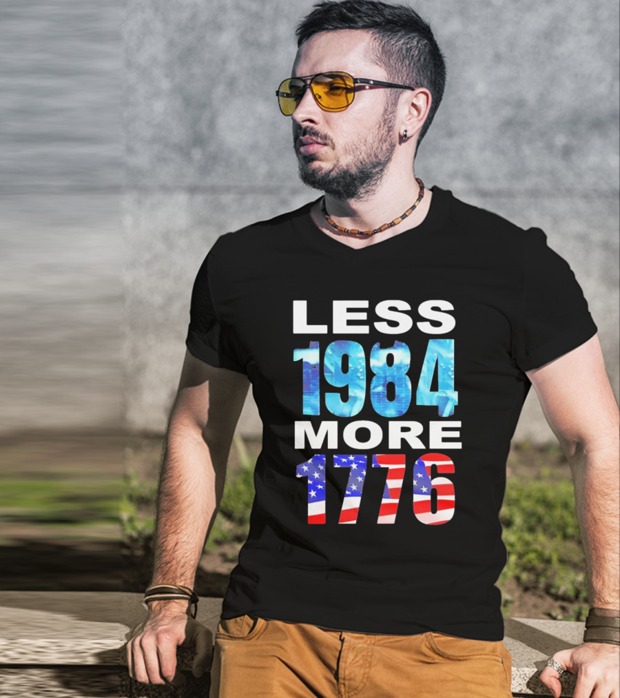 Hi-Rez The Rapper Less 1984 More 1776 American Flag Text T-Shirt