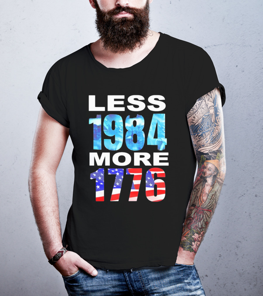 Hi-Rez The Rapper Less 1984 More 1776 American Flag Text T-Shirt