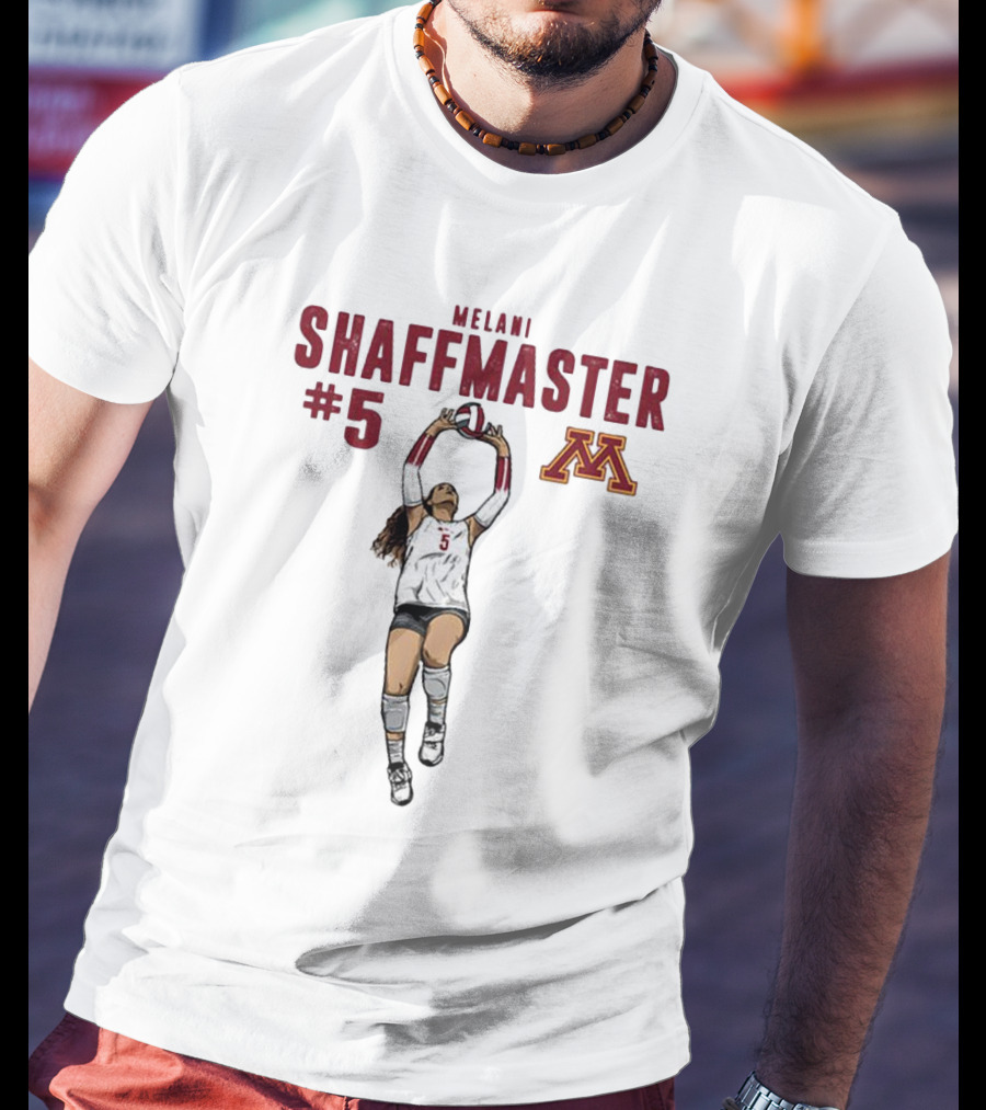 Melani Shaffmaster #5 Minnesota Volleyball Logo NCAA Caricature T-Shirt
