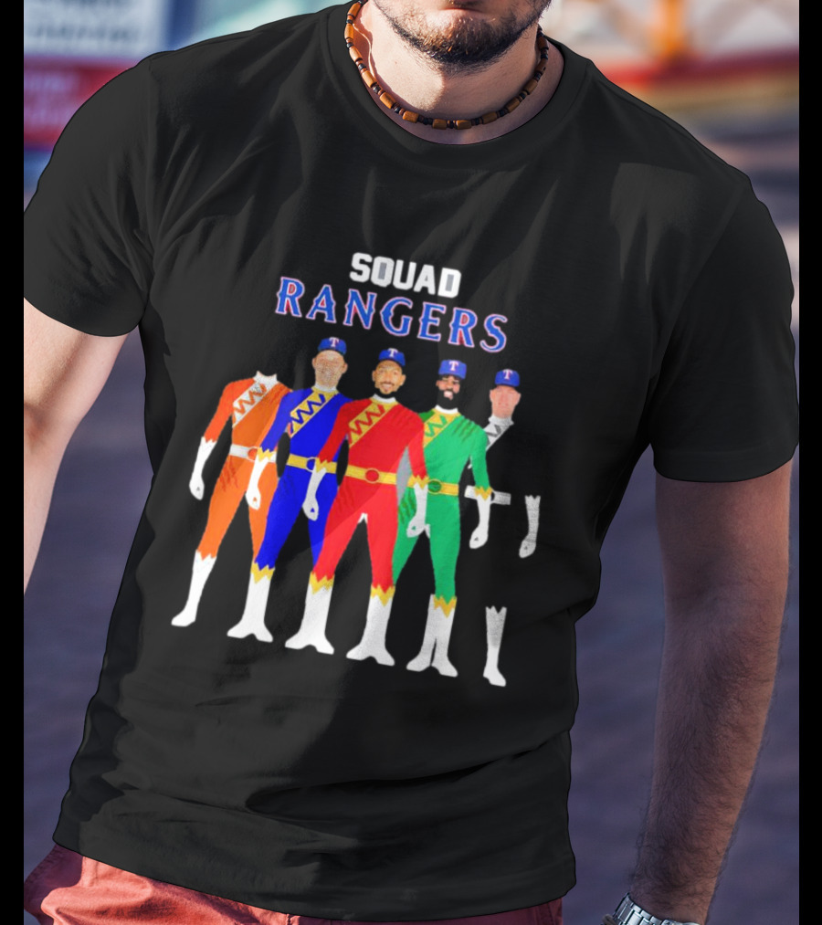 Squad Rangers Power Rangers Texas Rangers Baseball Crossover T-Shirt