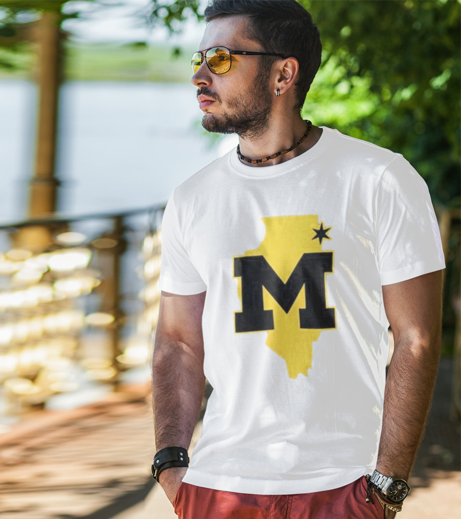 University Of Michigan M Den Pop-Up Chicago Map T-Shirt