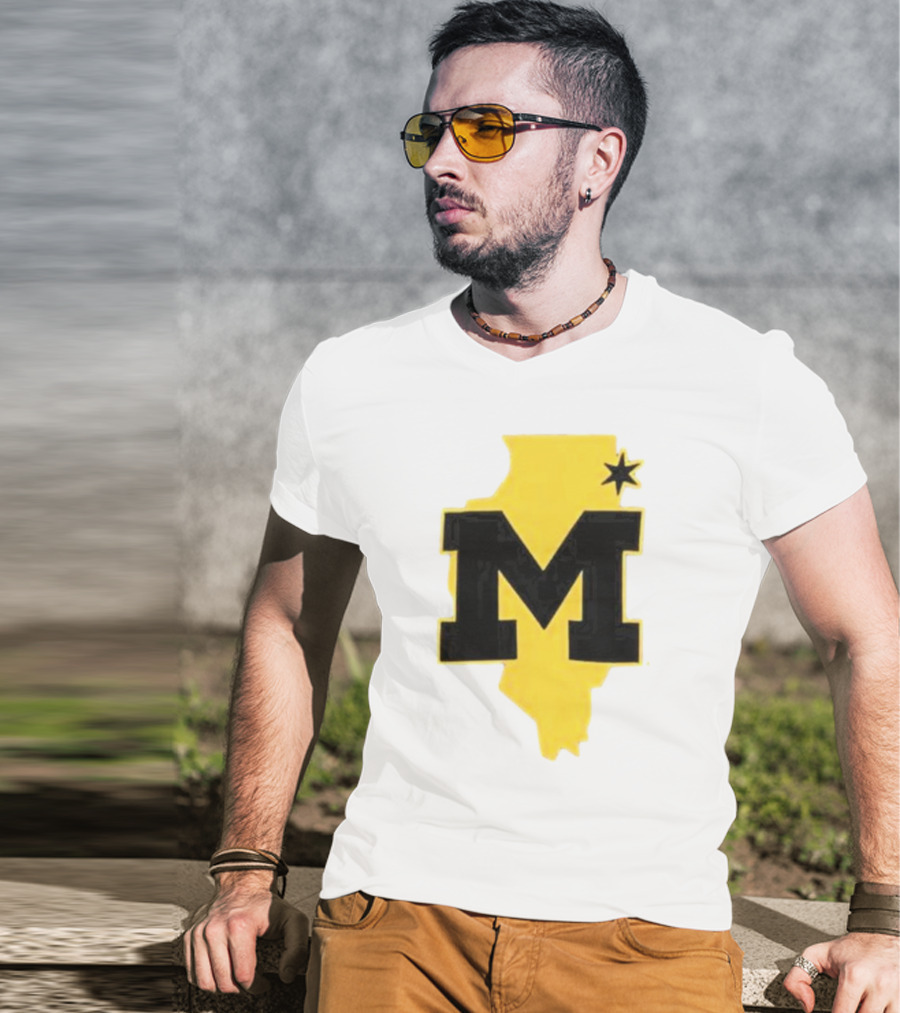 University Of Michigan M Den Pop-Up Chicago Map T-Shirt