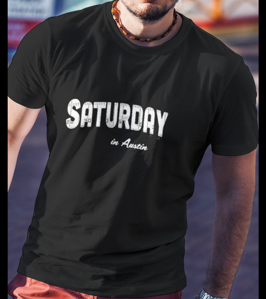 Saturday In Austin College Style Retro Ruler T-Shirt