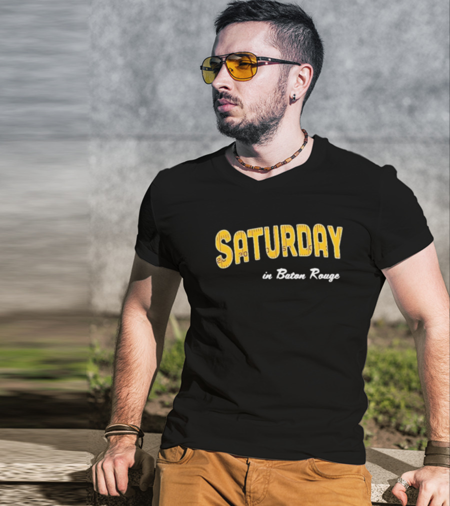 Saturday In Baton Rouge Game Day Yellow Football T-Shirt