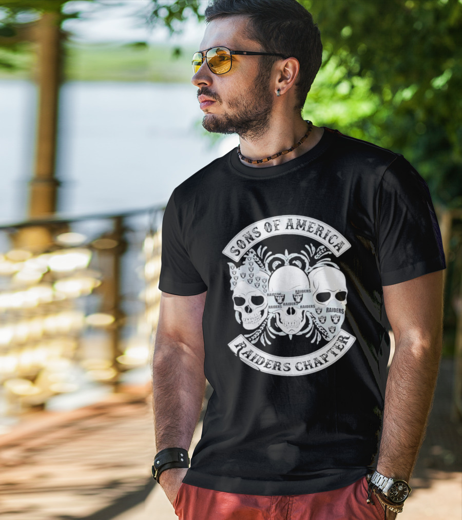 Sons Of America Raiders Chapter Skulls With Raiders T-Shirt