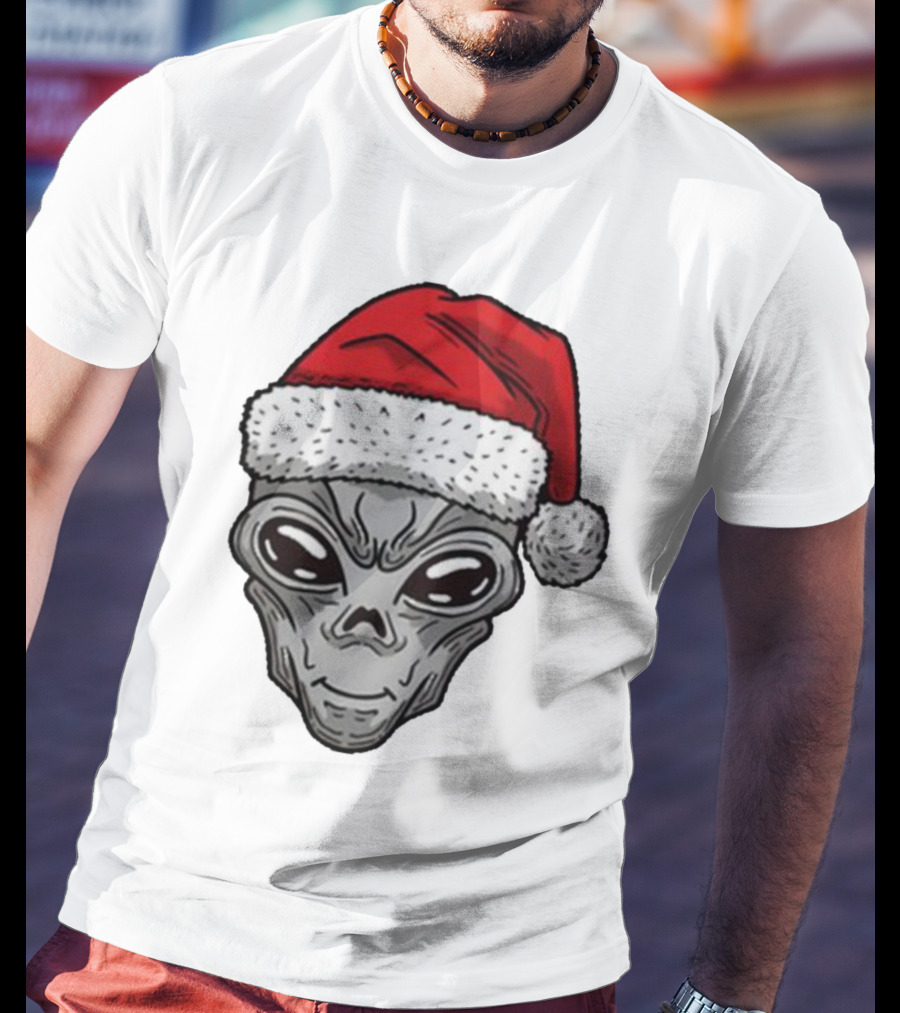 Santa Hat Alien Xmas T-Shirt
