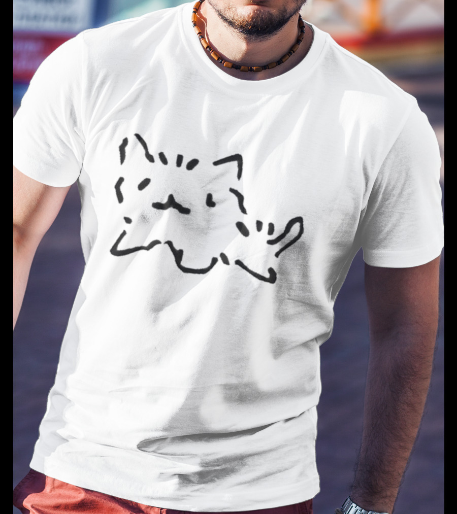 Pukicho Shop Freaky Cat Drawing T-Shirt