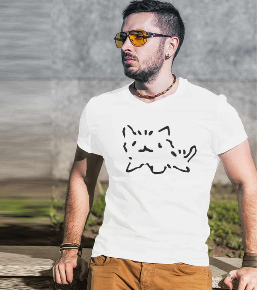 Pukicho Shop Freaky Cat Drawing T-Shirt
