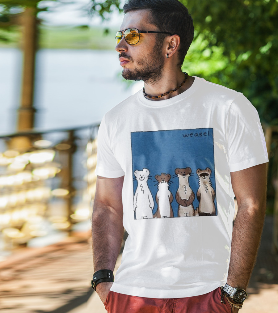 Weasel Quartet Cartoon Art Featuring Four Cute Mustelids T-Shirt
