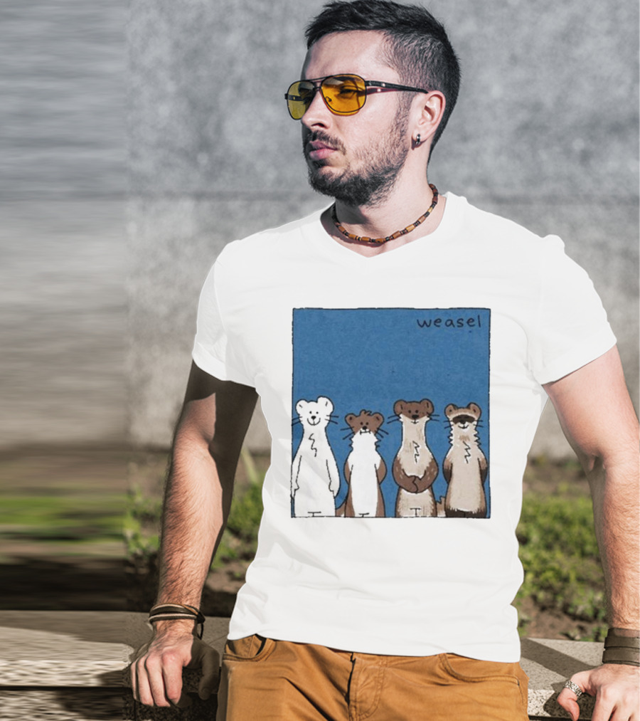 Weasel Quartet Cartoon Art Featuring Four Cute Mustelids T-Shirt