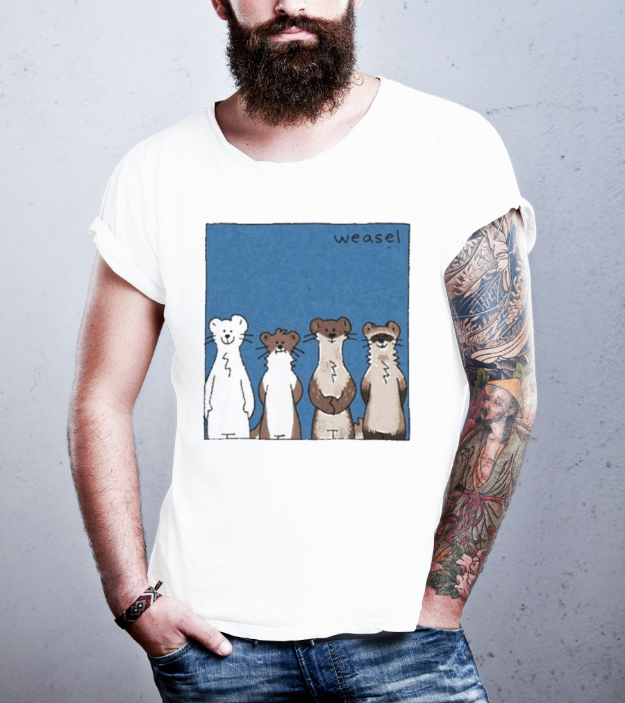Weasel Quartet Cartoon Art Featuring Four Cute Mustelids T-Shirt
