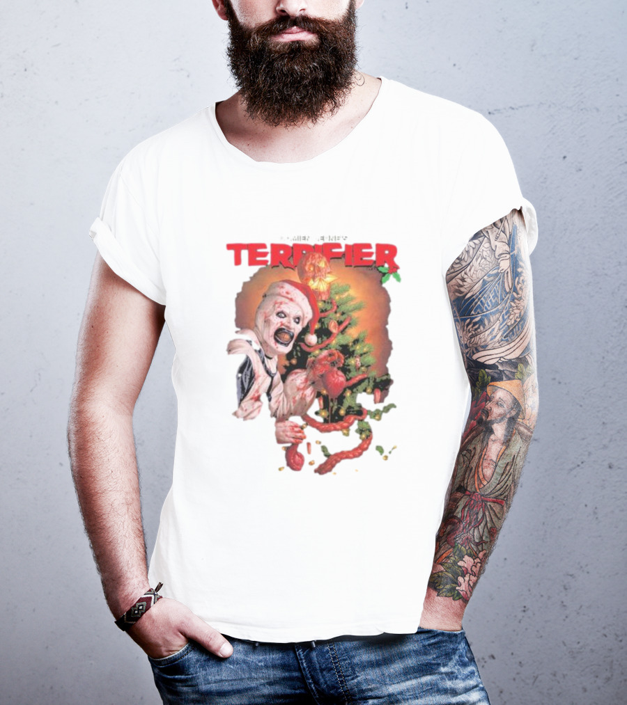 Damien Leone Terrifier Christmas Horror Santa With Christmas Tree T-Shirt