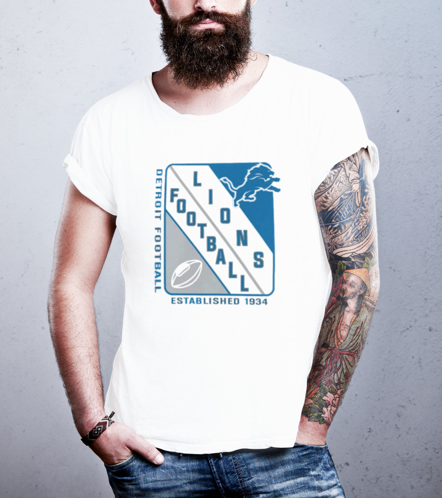Detroit Lions Football Shield Established 1934 Iconic T-Shirt
