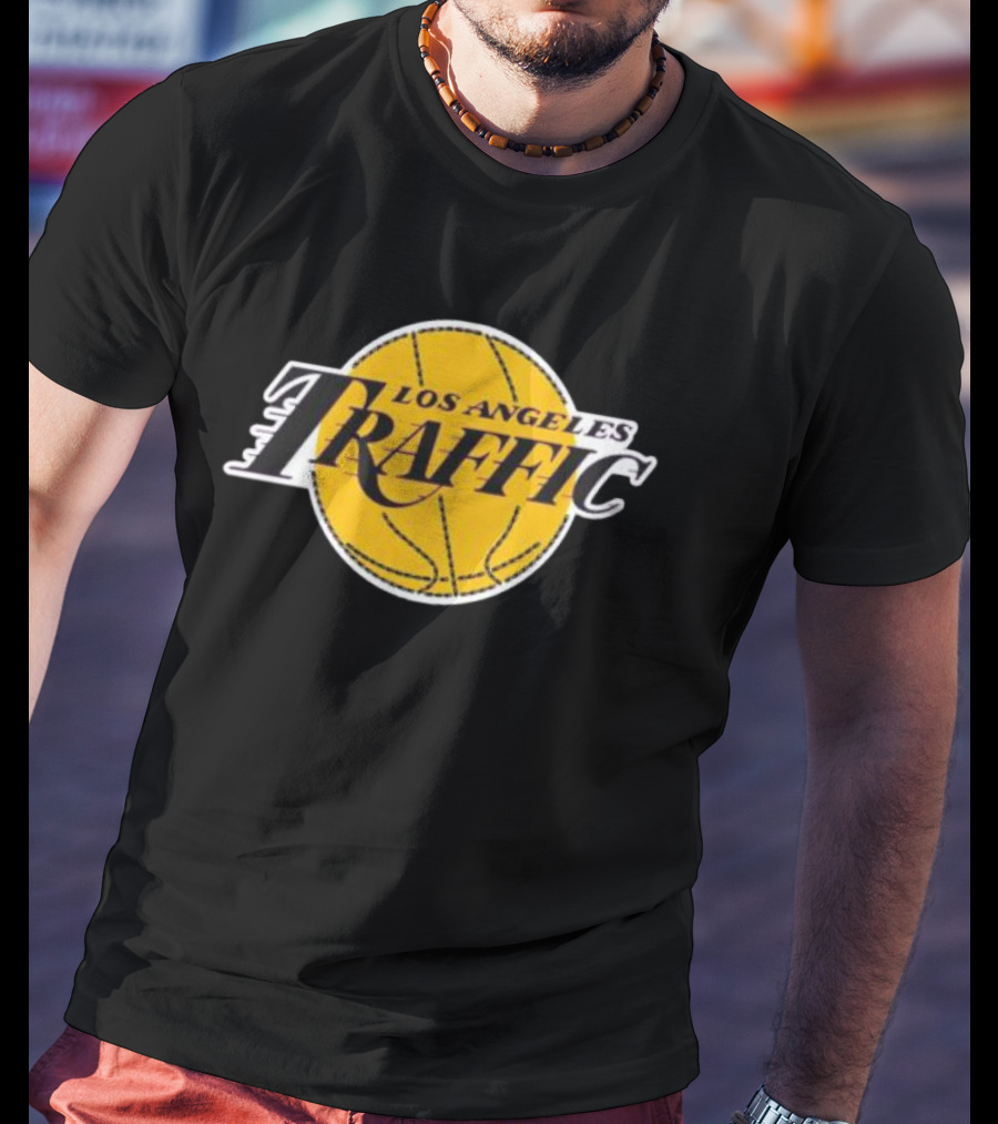 Los Angeles Traffic Basketball Yellow Circle T-Shirt