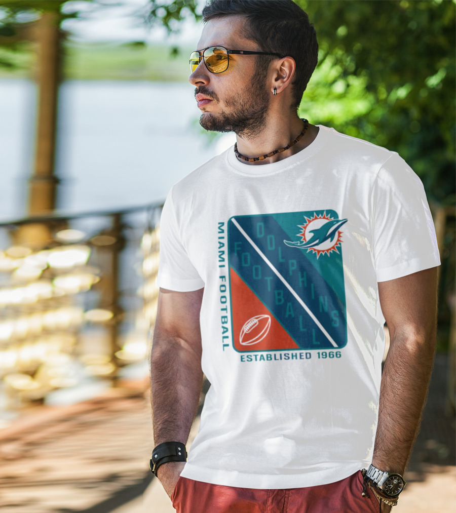 Miami Dolphins Football Established 1966 Logo Shield T-Shirt