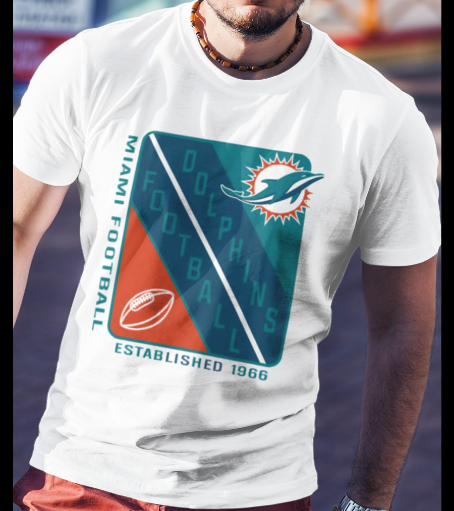 Miami Dolphins Football Established 1966 Logo Shield T-Shirt