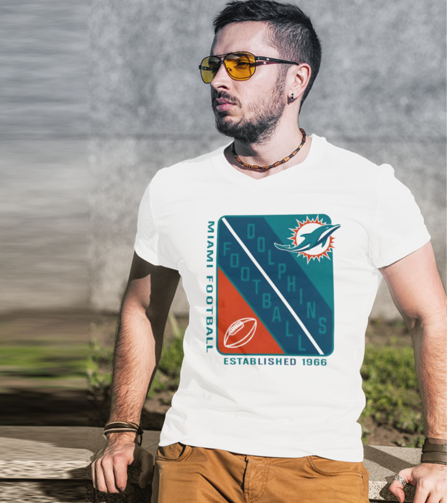 Miami Dolphins Football Established 1966 Logo Shield T-Shirt