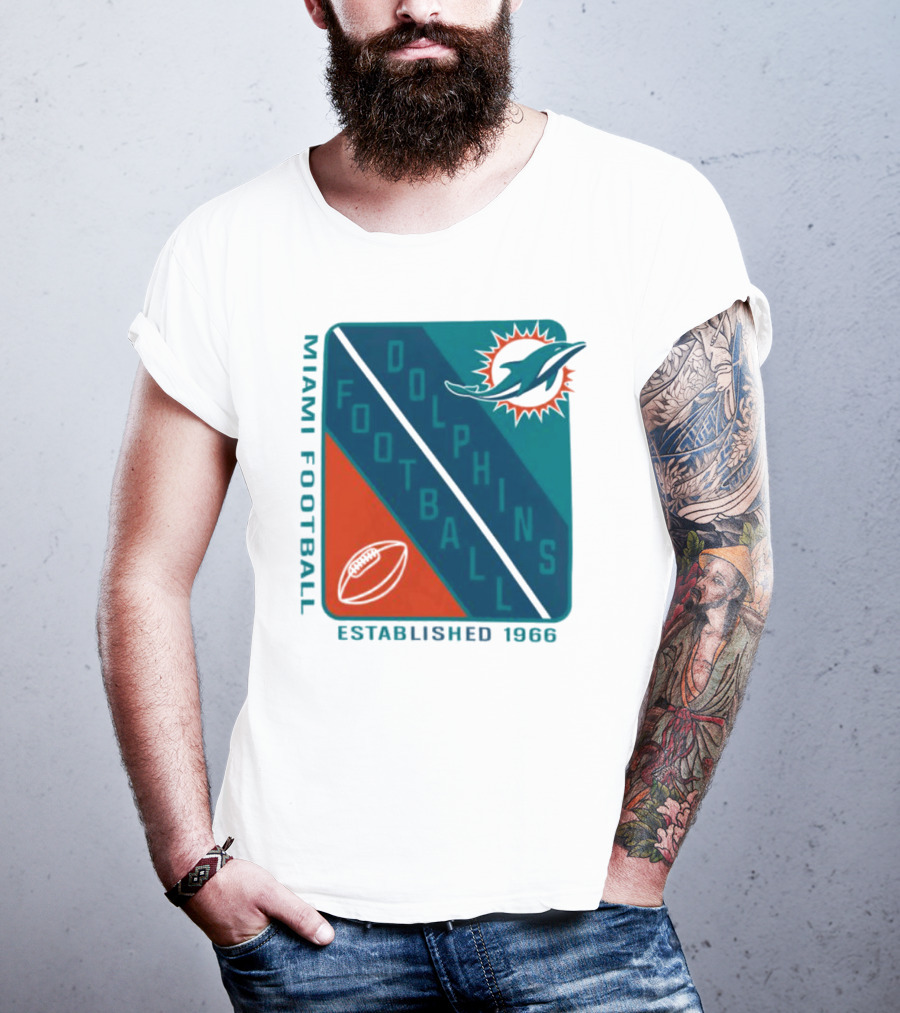 Miami Dolphins Football Established 1966 Logo Shield T-Shirt