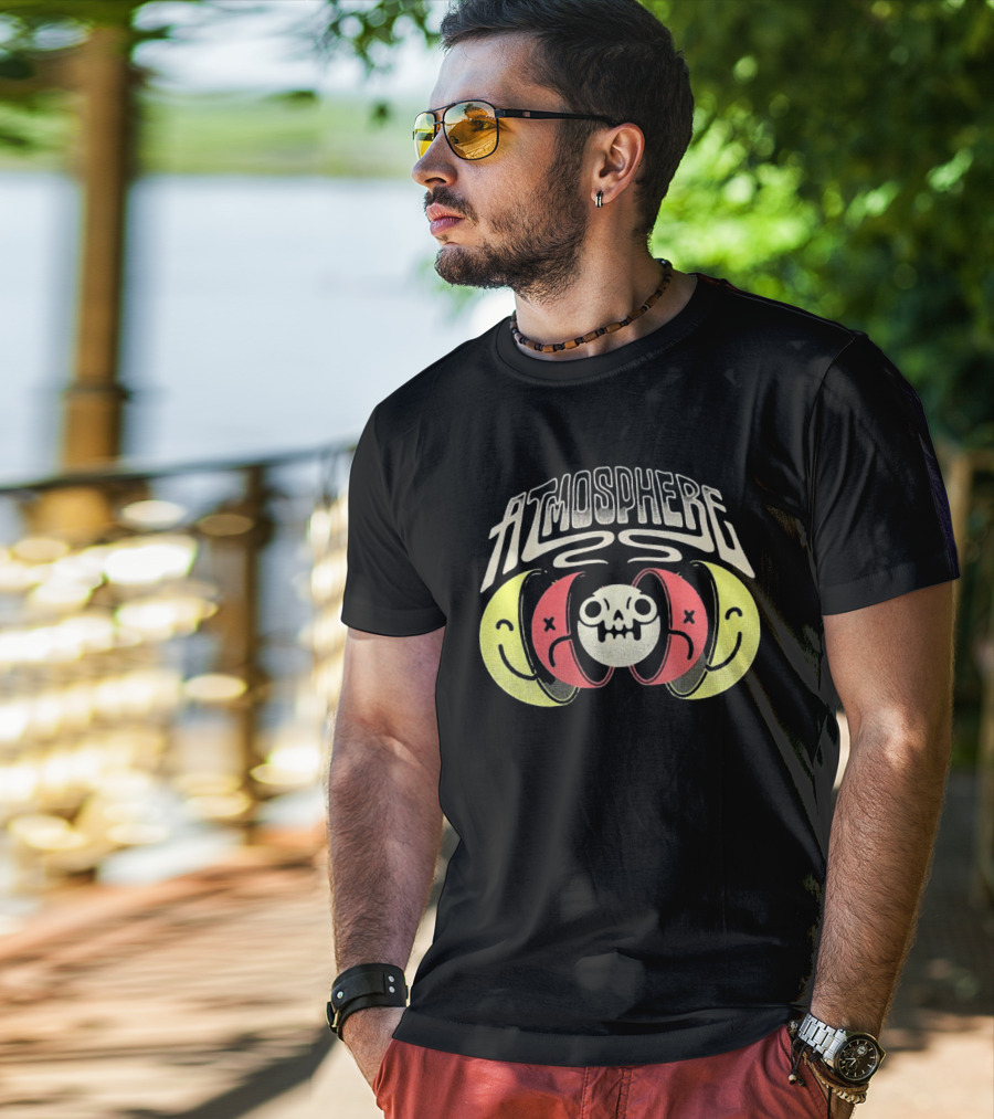 Atmosphere Split Personalities Skull And Smiley Faces T-Shirt