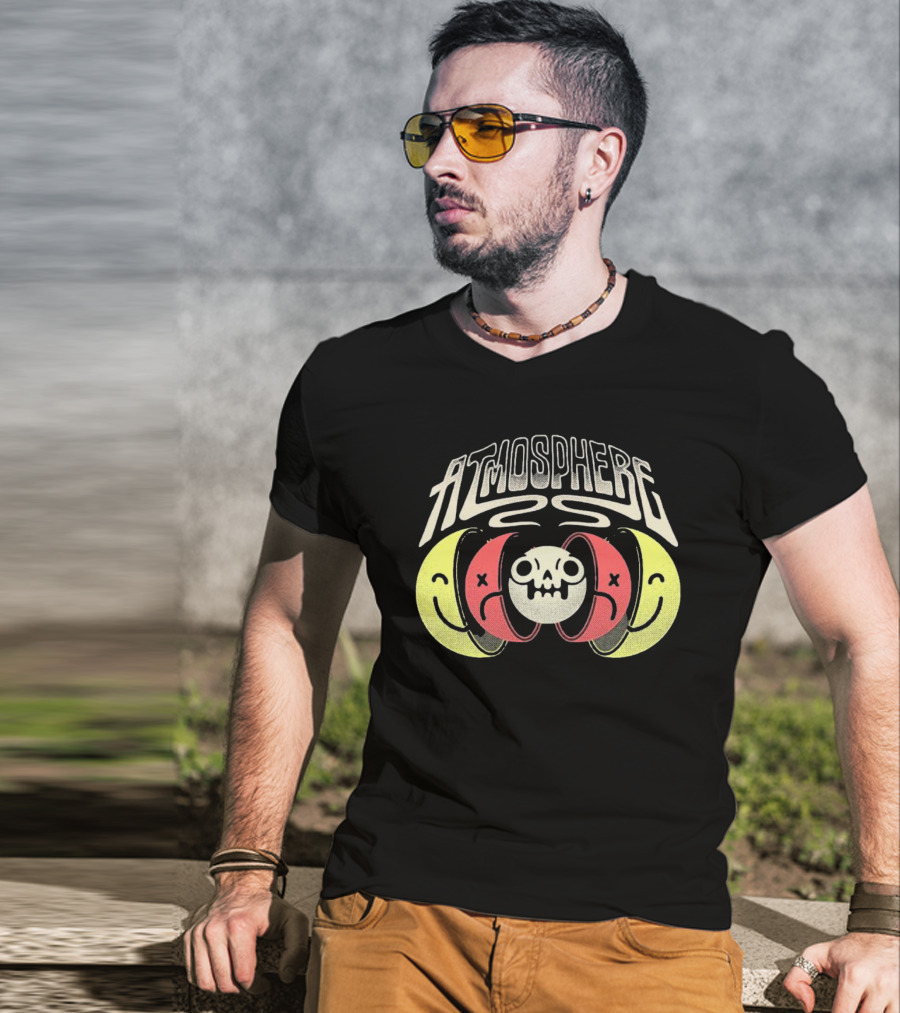 Atmosphere Split Personalities Skull And Smiley Faces T-Shirt