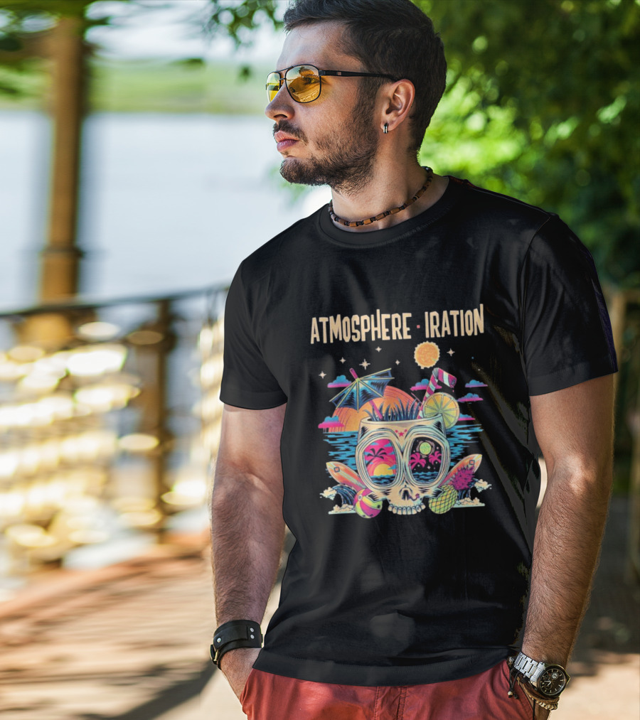 Atmosphere Iration Tropical Skull Beach Paradise T-Shirt