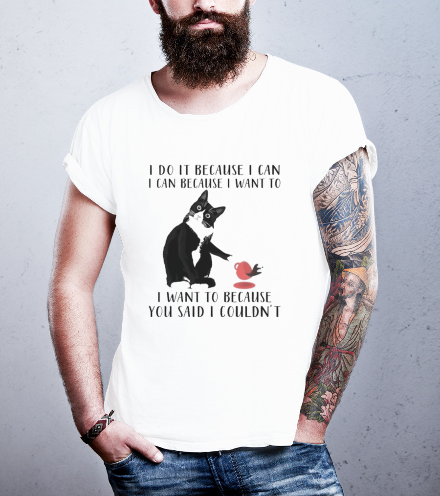 I Do It Because I Can I Can Because I Want To I Want To Because You Said I Couldn't Cat And Yarn T-Shirt
