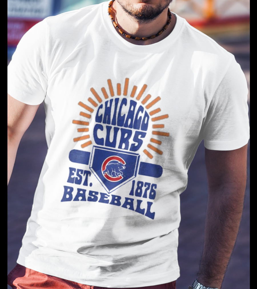 Chicago Cubs Youth Est. 1876 Baseball Sun Burst T-Shirt