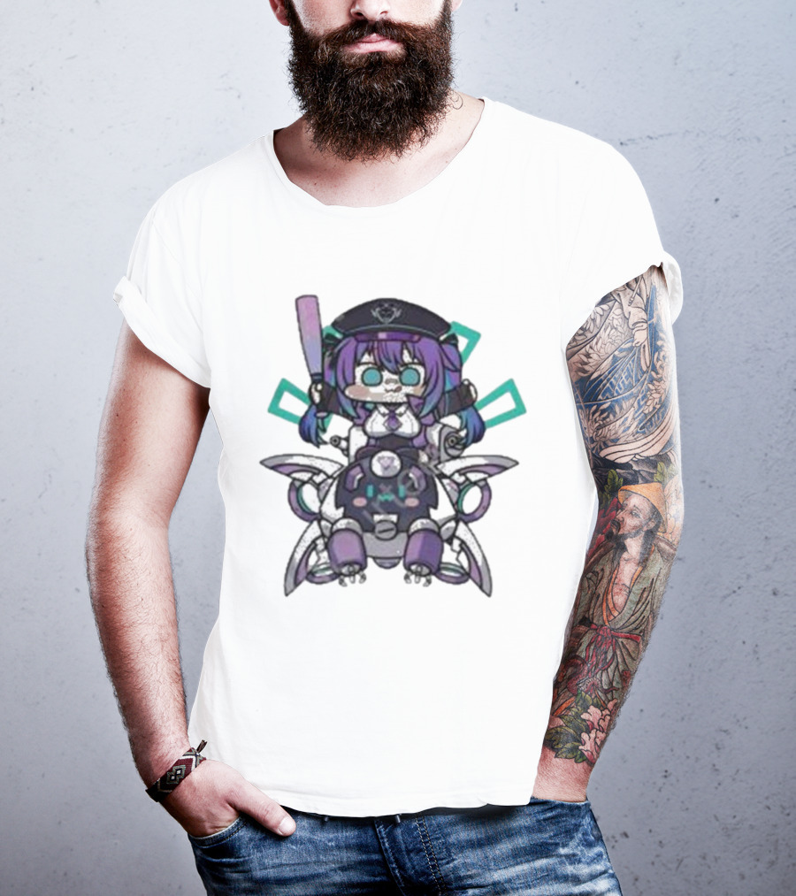 Lewd Cadet Chibi Friendship Purple Robot Companion T-Shirt