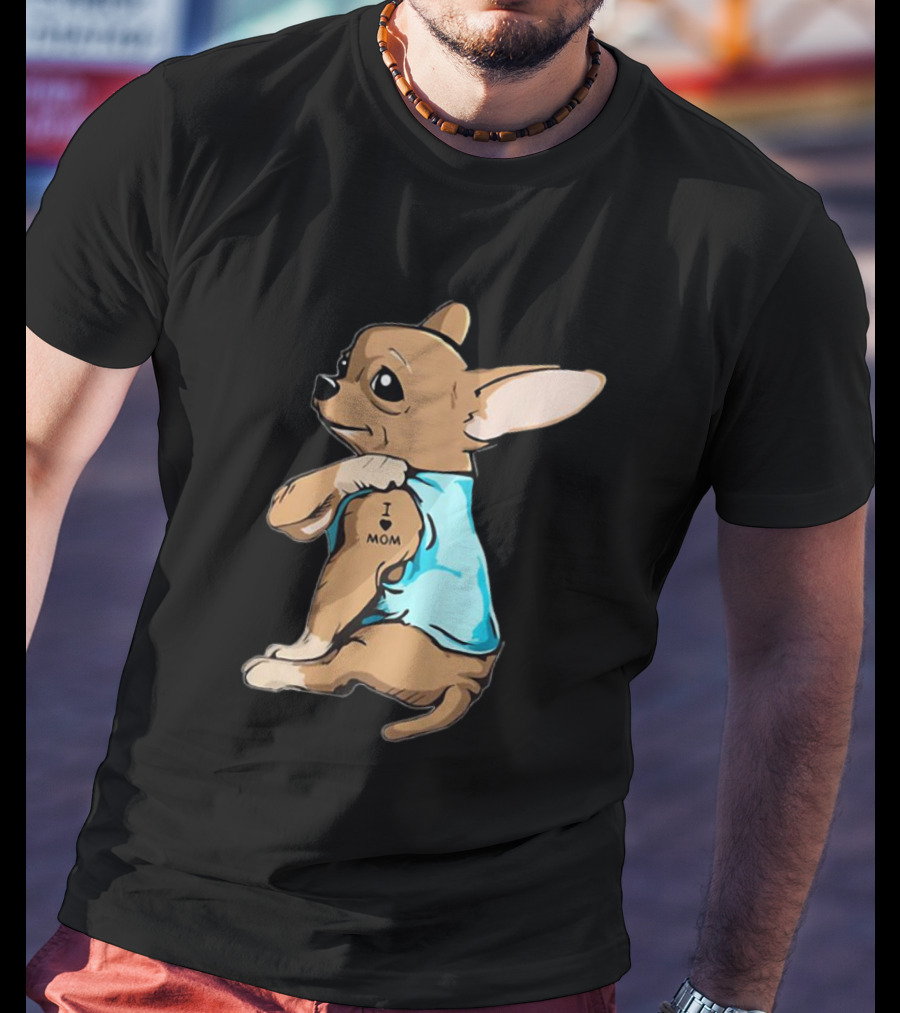 Tattoo Chihuahua I Love Mom Puppy T-Shirt