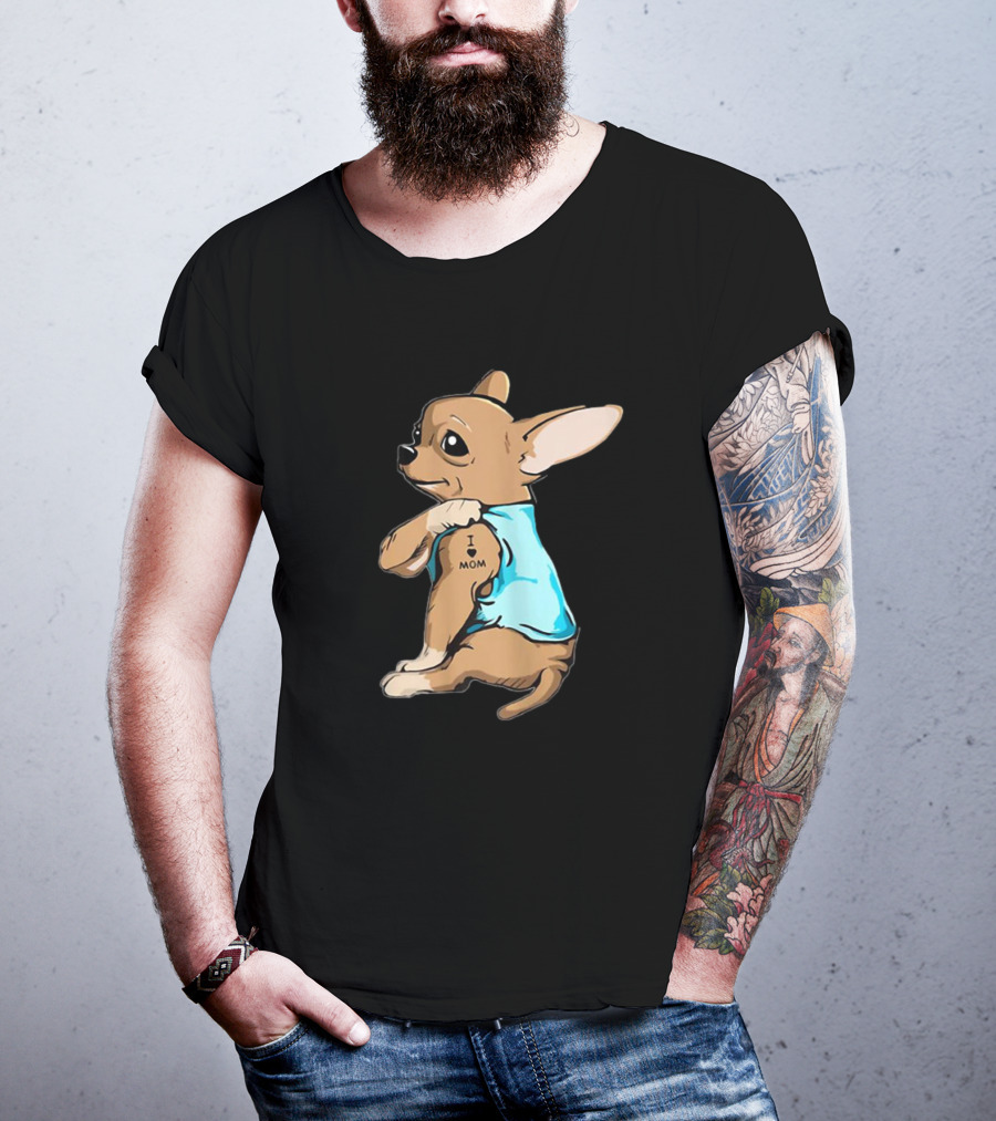 Tattoo Chihuahua I Love Mom Puppy T-Shirt