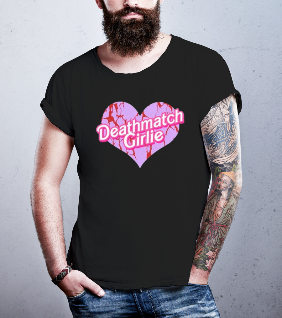 Deathmatch Girlie Heart With Pink And Red Crack T-Shirt