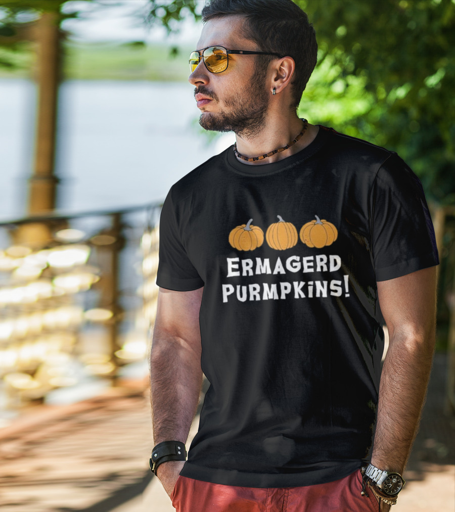 Ermagerd Purmpkins Pumpkins Trio Text Image T-Shirt