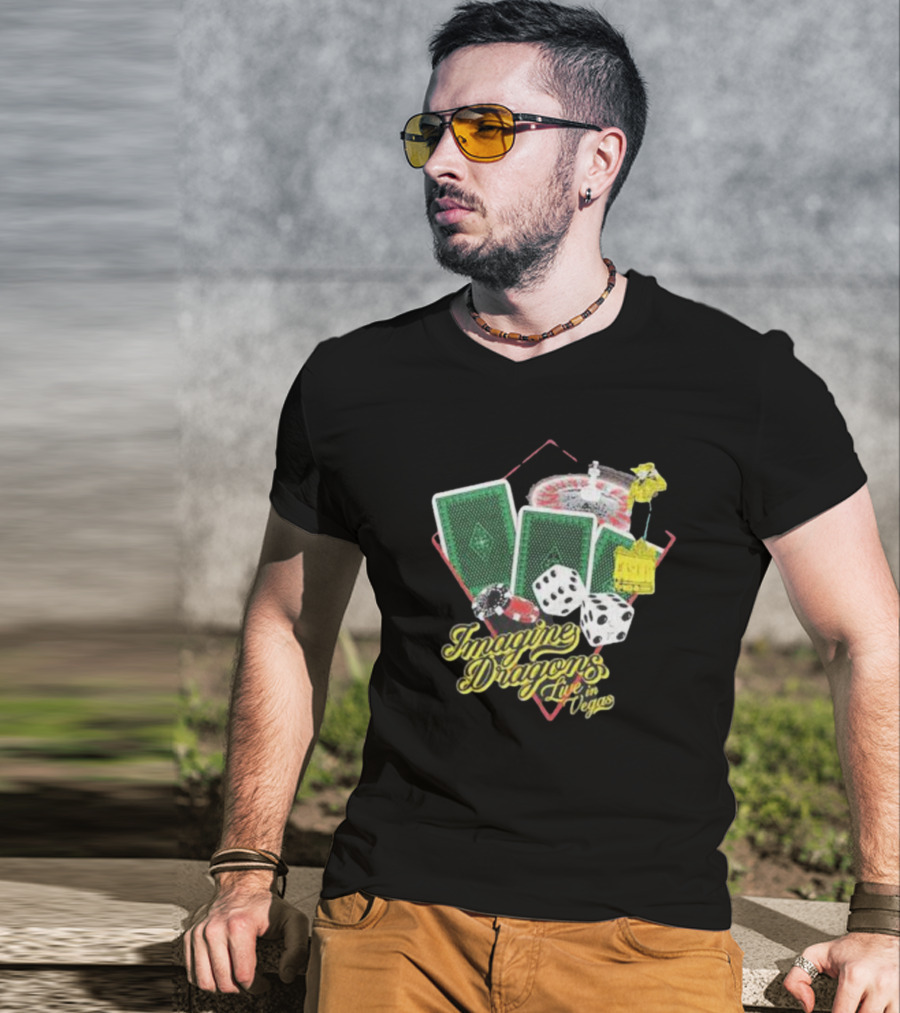 Imagine Dragons Live In Vegas Casino Poker Cards Dice Roulette T-Shirt