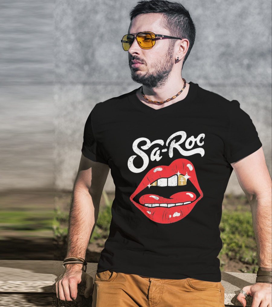 Sa-Roc Red Lips With Ankh Tooth T-Shirt